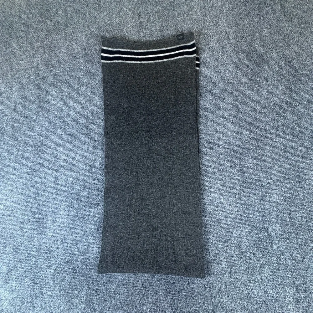 Dockers Knit Scarf Mens One Size Gray Black Striped Logo Acrylic Winter Wear
